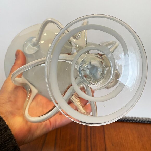 White Blown Glass Candy Bowl–Jozefina of Krosno Poland–Octopus Candy Dish–Large - Picture 7 of 7
